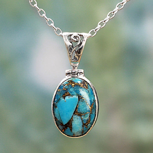 Mystical Turquoise Oval Pendant Necklace