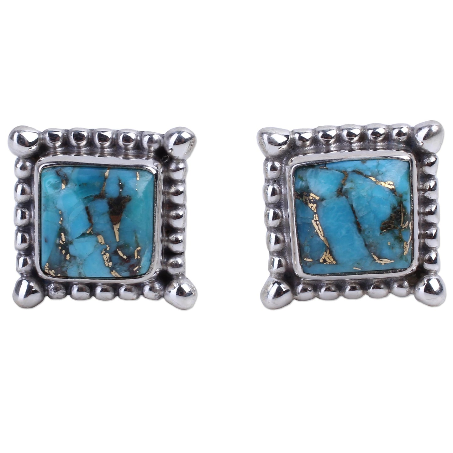 Magical Blue Sterling Silver Stud Earrings