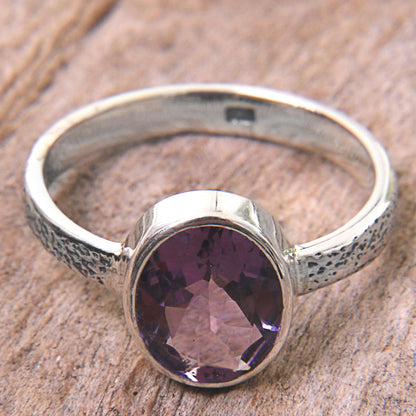 Simply in Purple Hand Made Amethyst and Silver Solitaire Ring from Indonesia