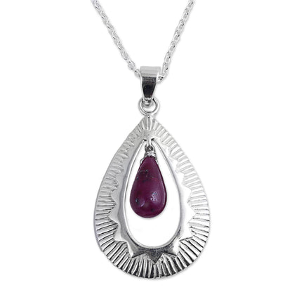 Ruby Grandeur Handcrafted Silver Ruby Pendant Chain Necklace from India