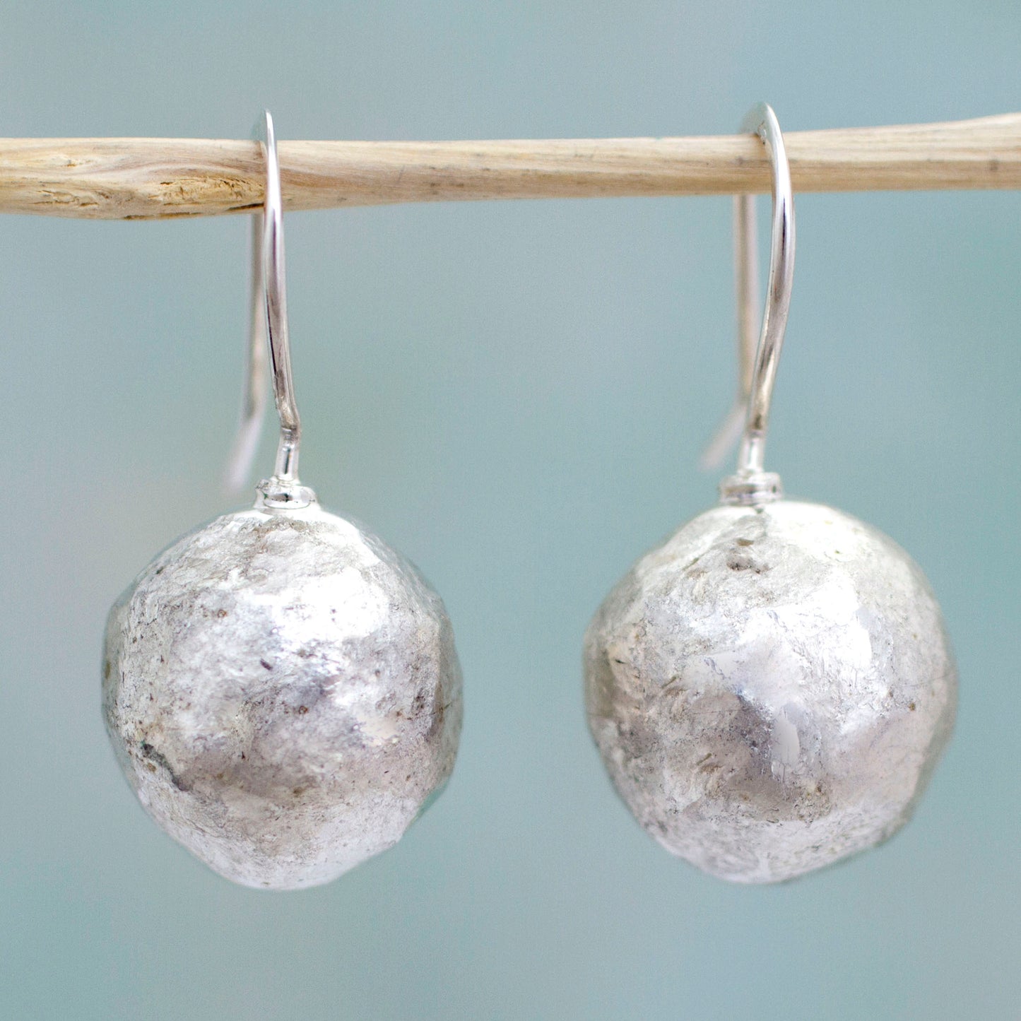 Nature's Treasures Hand Made Sterling Silver Round Drop Earrings from Mexico