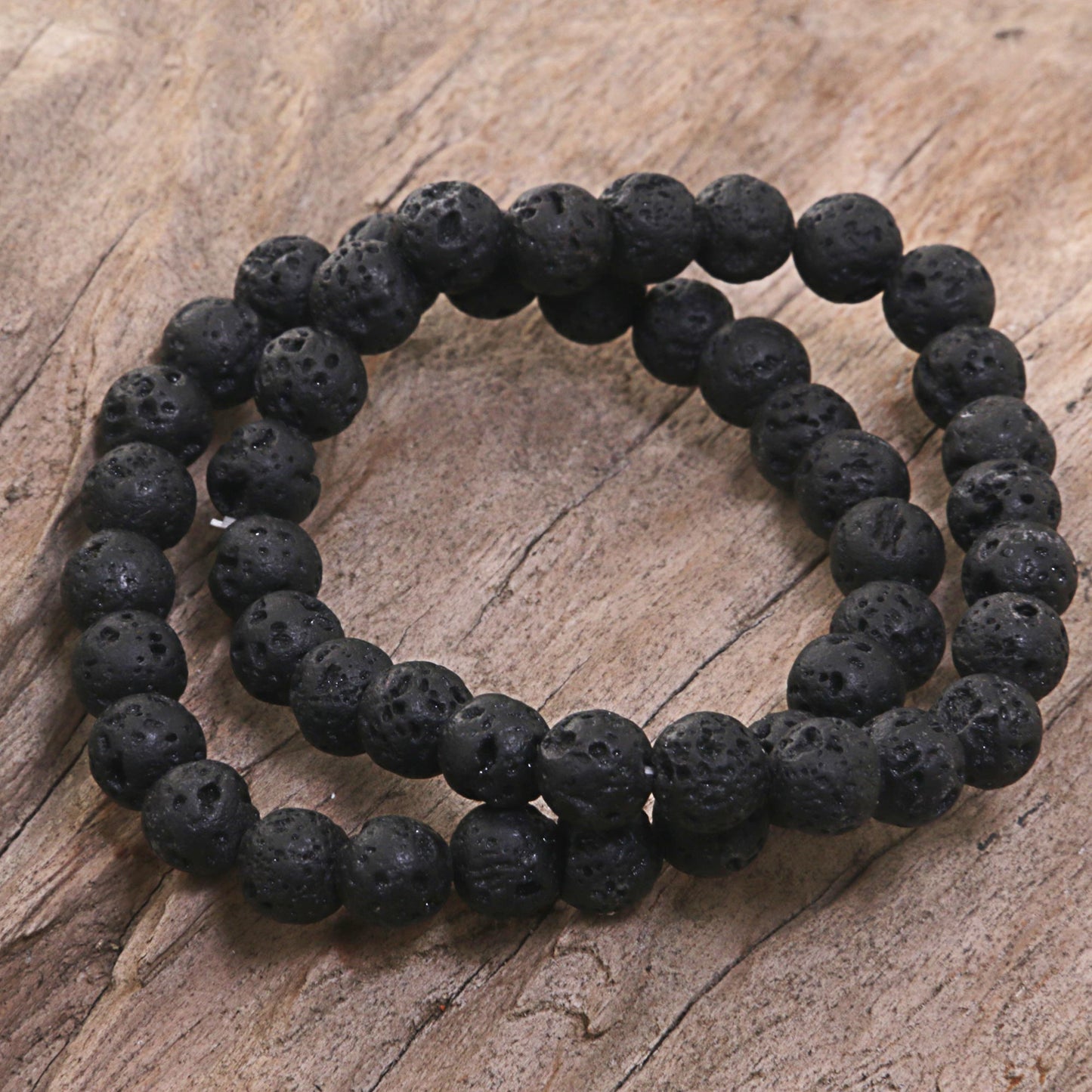 Kintamani Lava Lava Stone Stretch Bracelets (Pair) from Indonesia