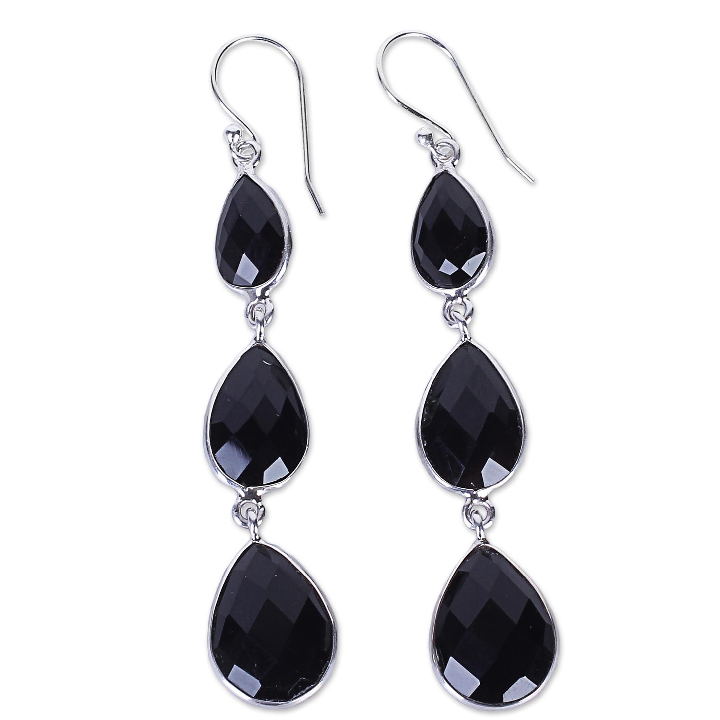 Magical Elegance Onyx Silver Dangle Earrings