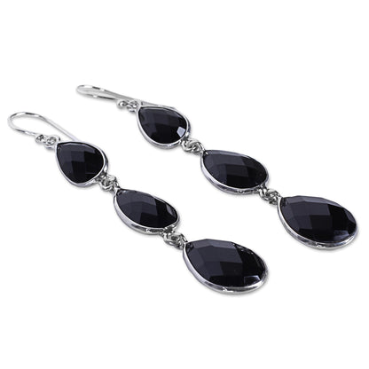 Magical Elegance Onyx Silver Dangle Earrings