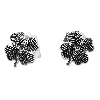 Little Clovers Sterling Silver Stud Earrings Flower Shape from Thailand