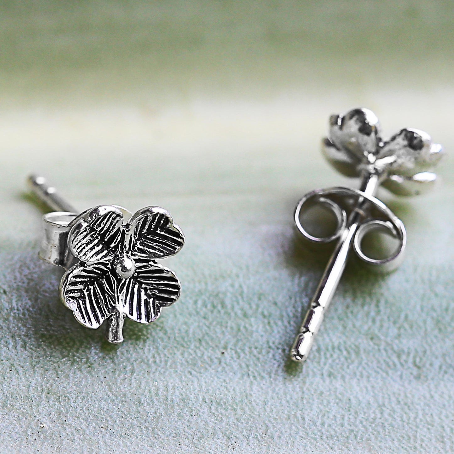 Little Clovers Sterling Silver Stud Earrings Flower Shape from Thailand