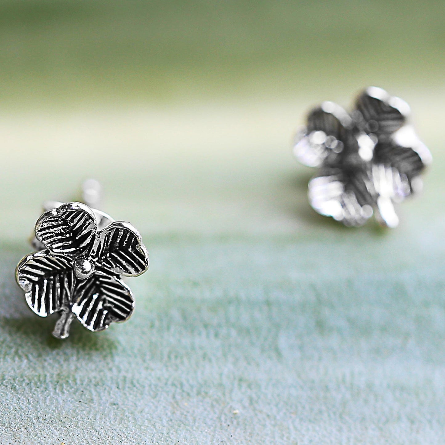 Little Clovers Sterling Silver Stud Earrings Flower Shape from Thailand