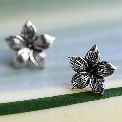 Jasmine Blossoms Sterling Silver Stud Earrings Floral Shape from Thailand