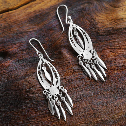 Shining Spears Silver Chandelier Earrings