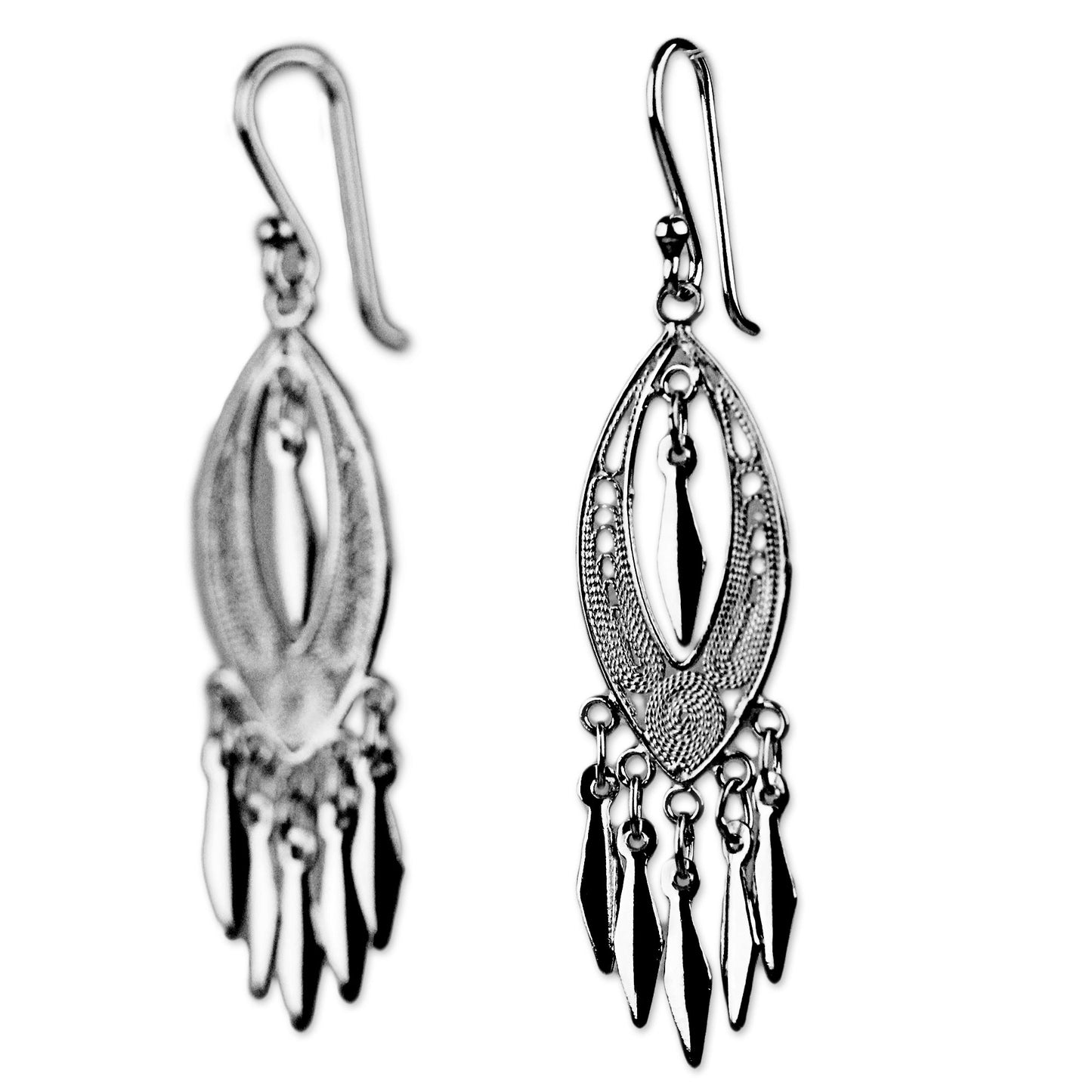 Shining Spears Silver Chandelier Earrings