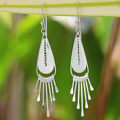 Piano Drops Sterling Silver Drop Filigree Chandelier Earrings Thailand