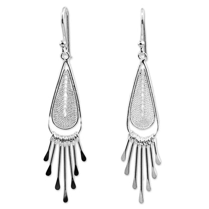 Piano Drops Sterling Silver Drop Filigree Chandelier Earrings Thailand