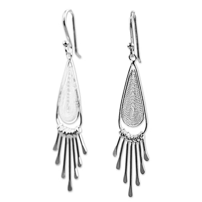 Piano Drops Sterling Silver Drop Filigree Chandelier Earrings Thailand