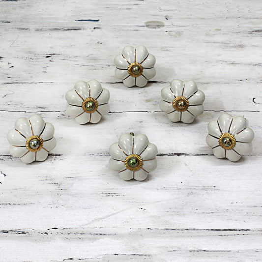 Pale Floral Beauties Ceramic Cabinet Knobs Floral Off-White (Set of 6) India