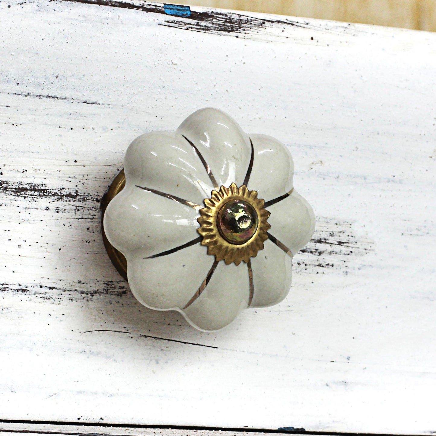 Pale Floral Beauties Ceramic Cabinet Knobs Floral Off-White (Set of 6) India