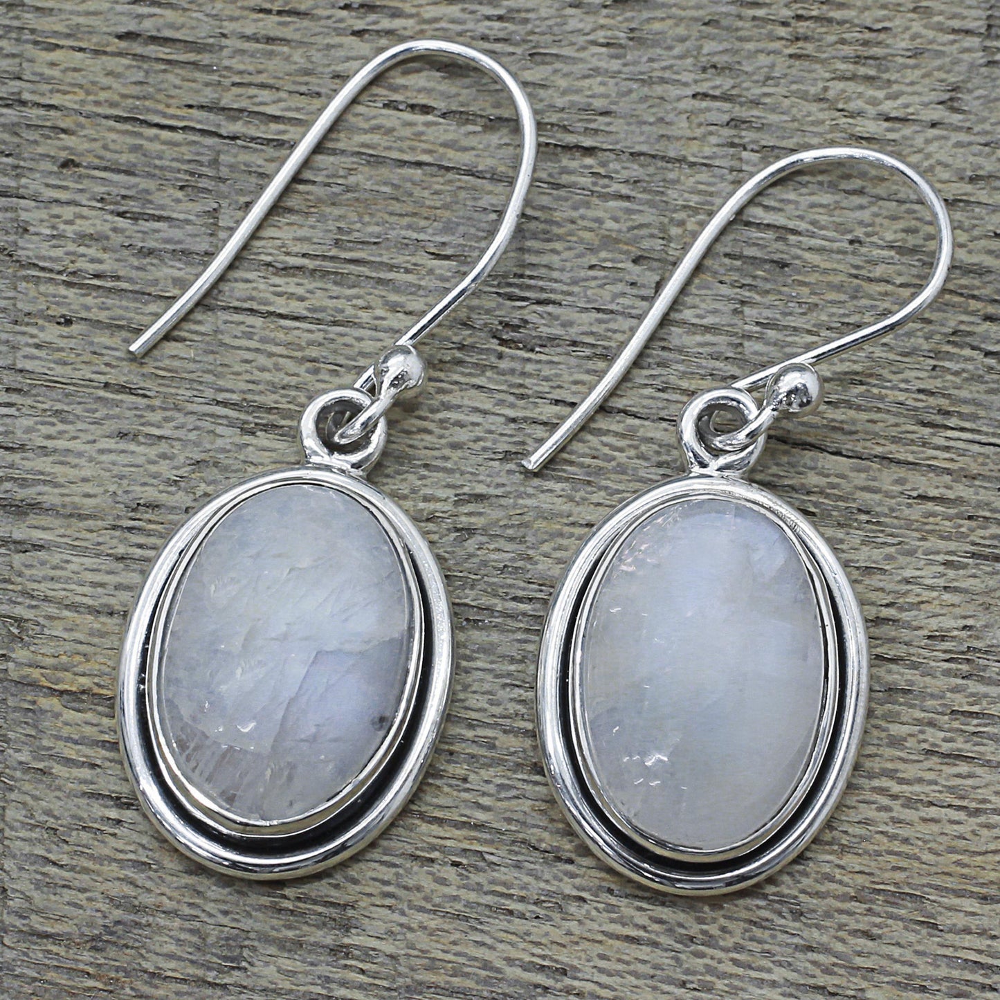 Lunar Goddess Moonstone Silver Dangle Earrings