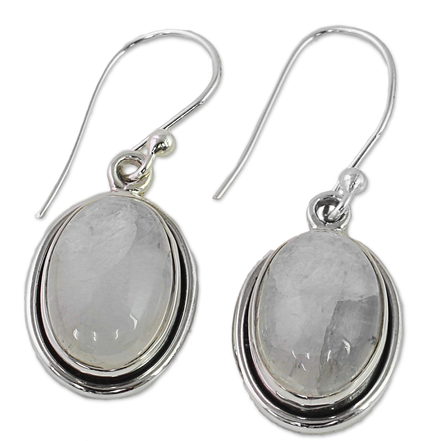 Lunar Goddess Moonstone Silver Dangle Earrings