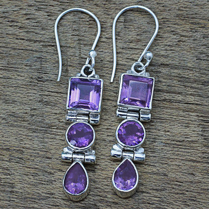 Lavender Glamour Amethyst Dangle Earrings