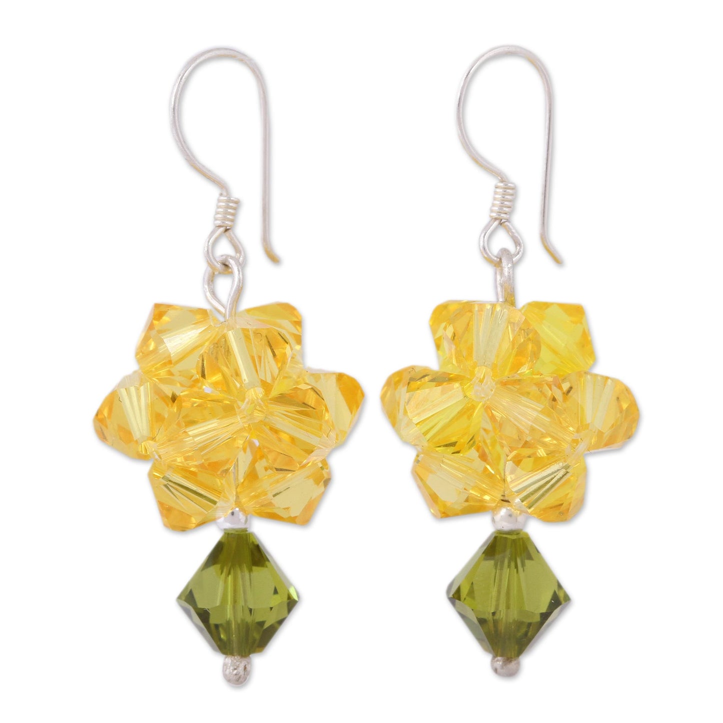 Shooting Stars in Yellow Yellow Swarovski Crystal Dangle Earrings from Mexico