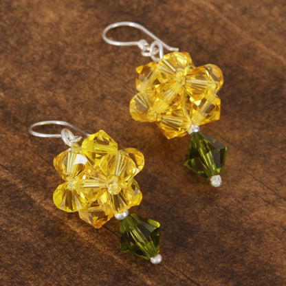 Shooting Stars in Yellow Yellow Swarovski Crystal Dangle Earrings from Mexico