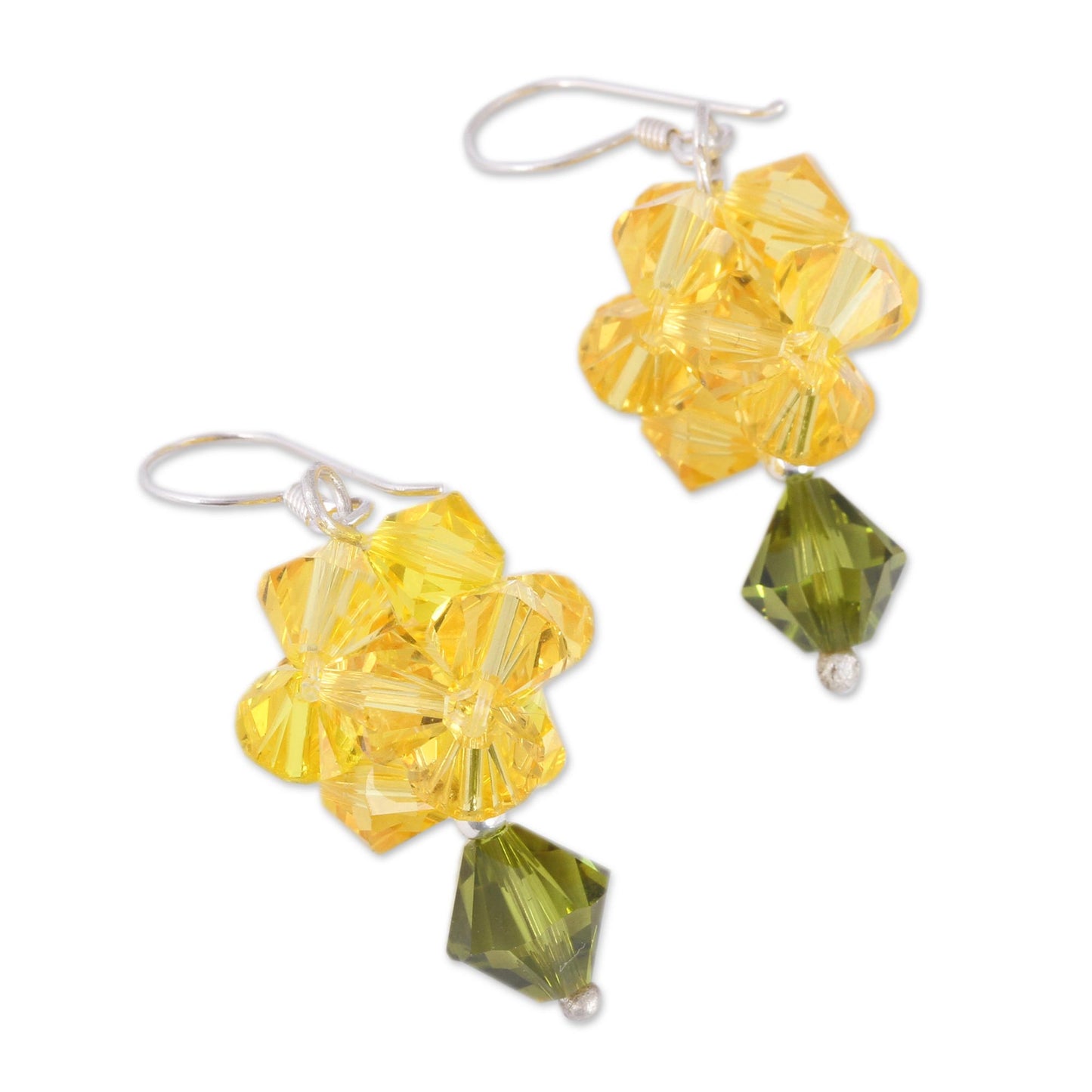 Shooting Stars in Yellow Yellow Swarovski Crystal Dangle Earrings from Mexico