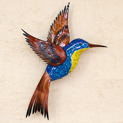 Blue Hummingbird Steel Wall Art Right Facing Blue Hummingbird Mexico