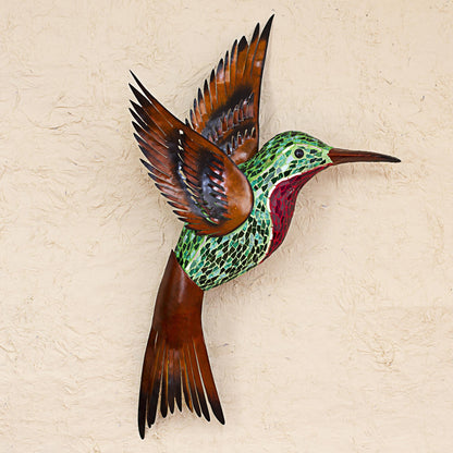 Green Hummingbird Steel Wall Art Right Facing Green Hummingbird Mexico