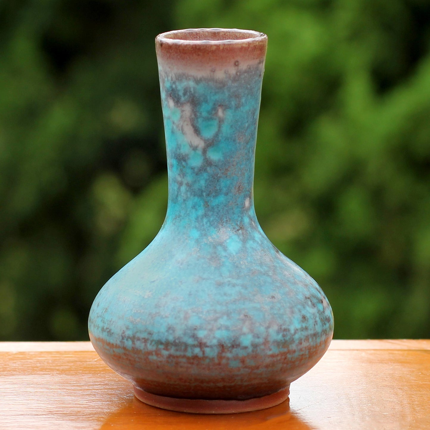 Coral Cluster Hand Crafted Turquoise Thai Celadon Ceramic Bud Vase