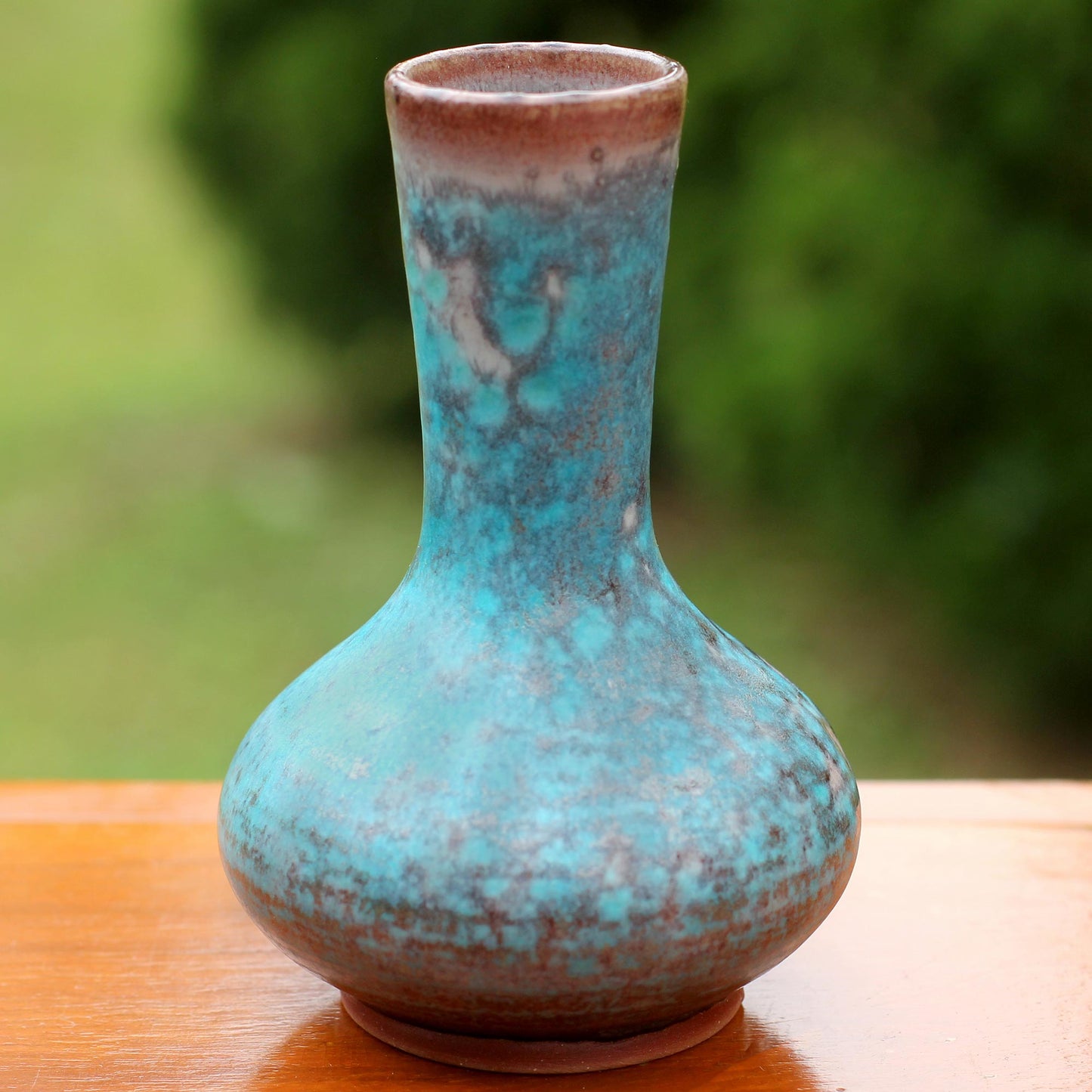 Coral Cluster Hand Crafted Turquoise Thai Celadon Ceramic Bud Vase