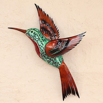 Green Hummingbird Iron Sheet Wall Art Left Facing Green Hummingbird Mexico