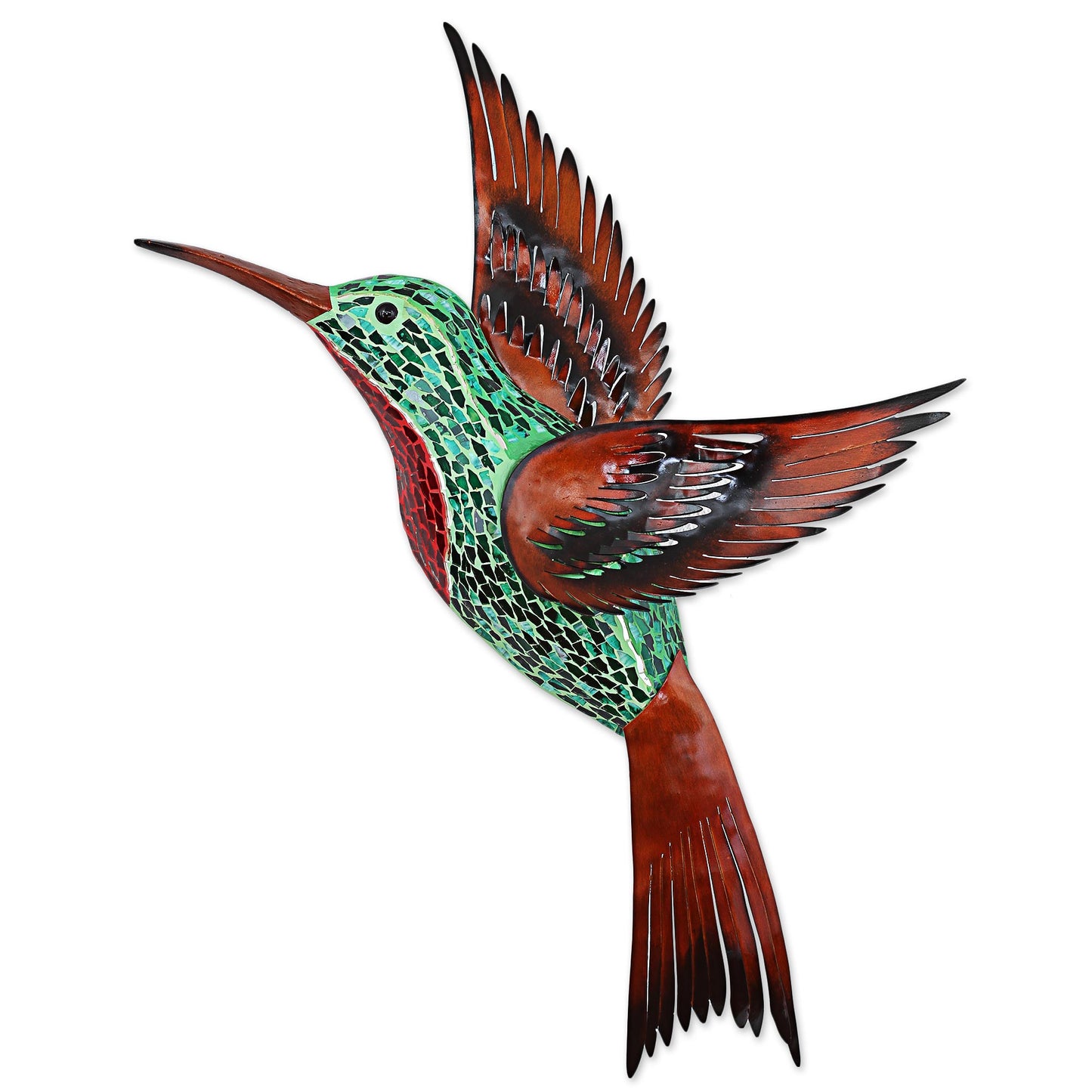 Green Hummingbird Iron Sheet Wall Art Left Facing Green Hummingbird Mexico