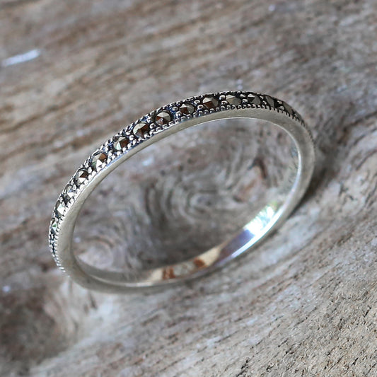 Glistening Road Marcasite & Silver Delicate Band Ring