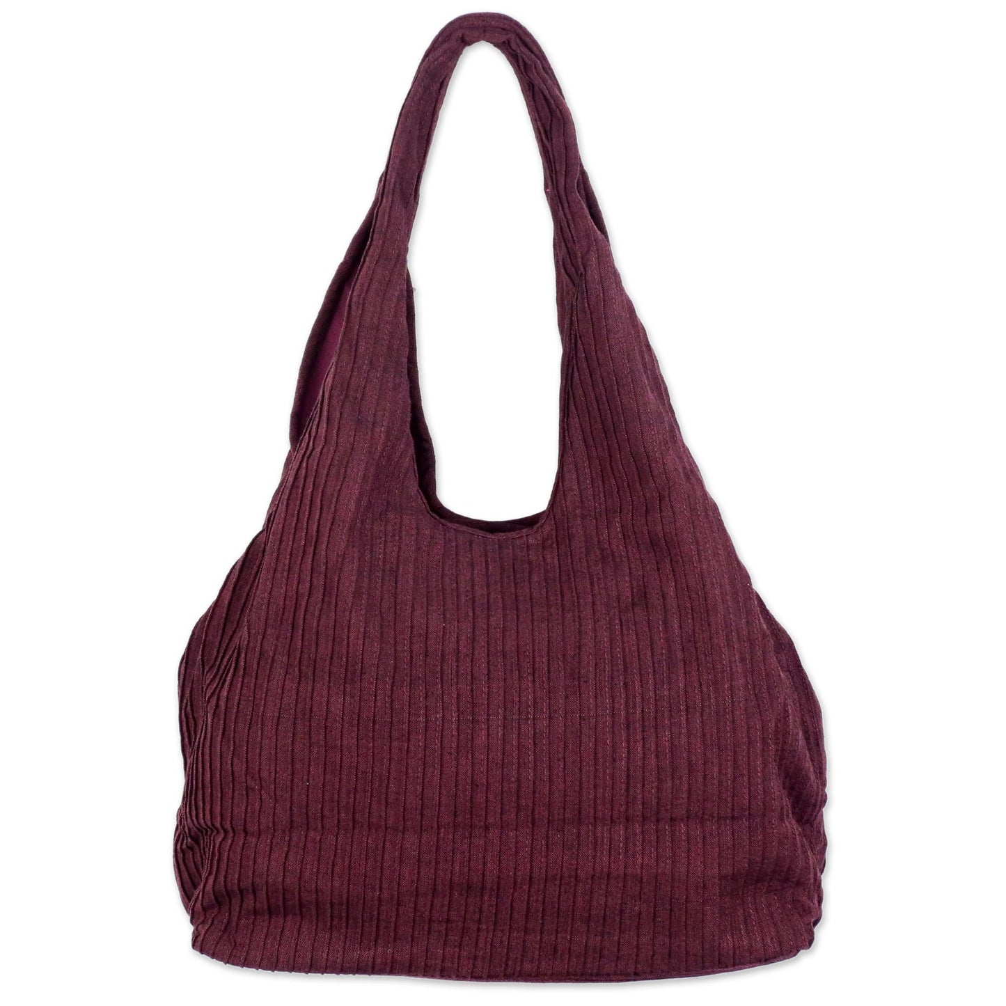 Thai Texture in Wine 100% Cotton Textured Shoulder Bag in Wine from Thailand