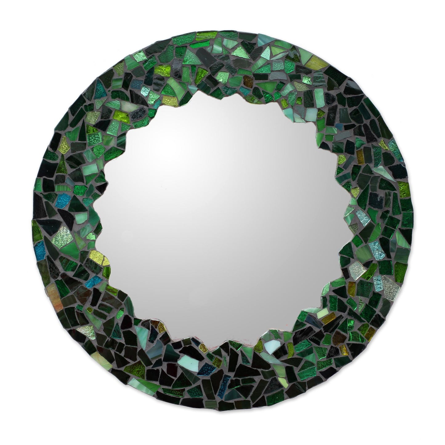 Mosaic in Emerald Hand Made Green Glass Mosaic Wall Mirror from Mexico