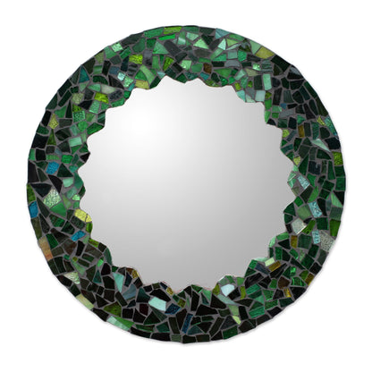 Mosaic in Emerald Hand Made Green Glass Mosaic Wall Mirror from Mexico