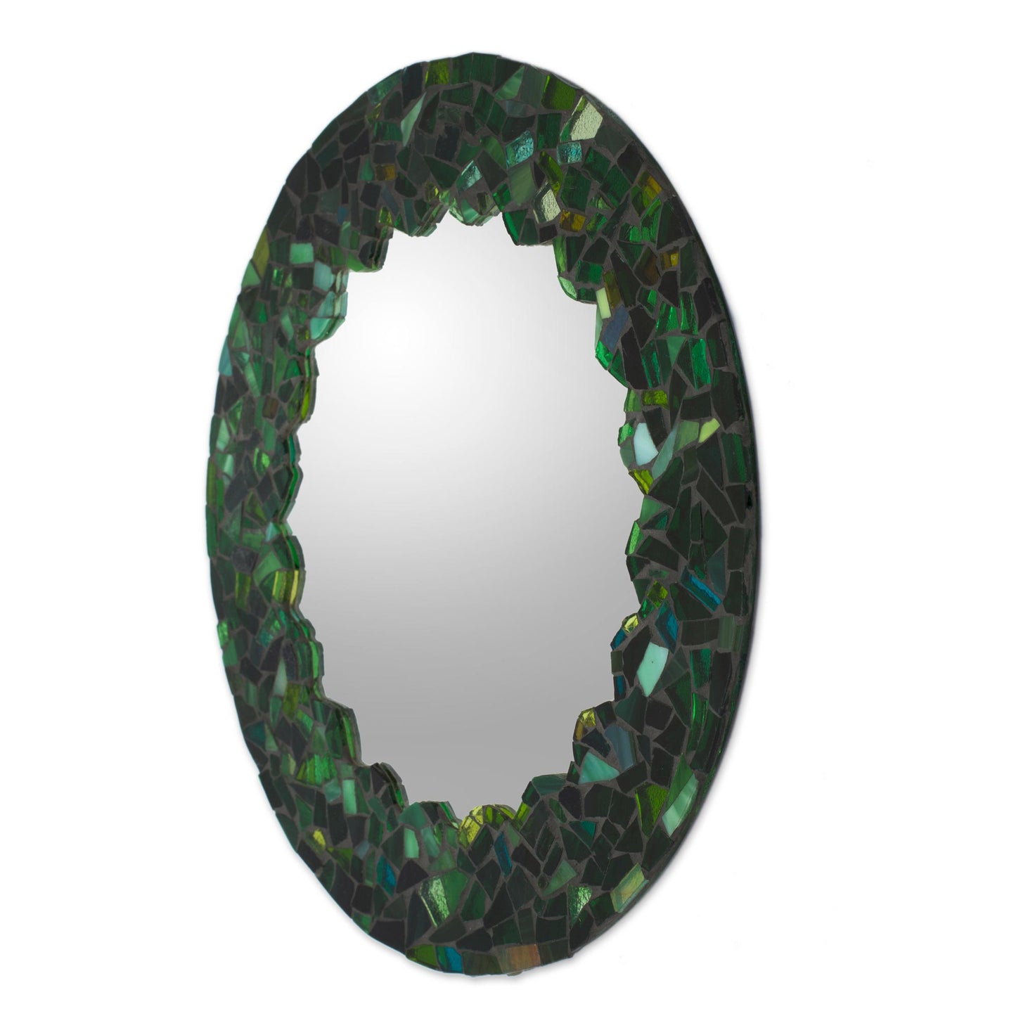 Mosaic in Emerald Hand Made Green Glass Mosaic Wall Mirror from Mexico