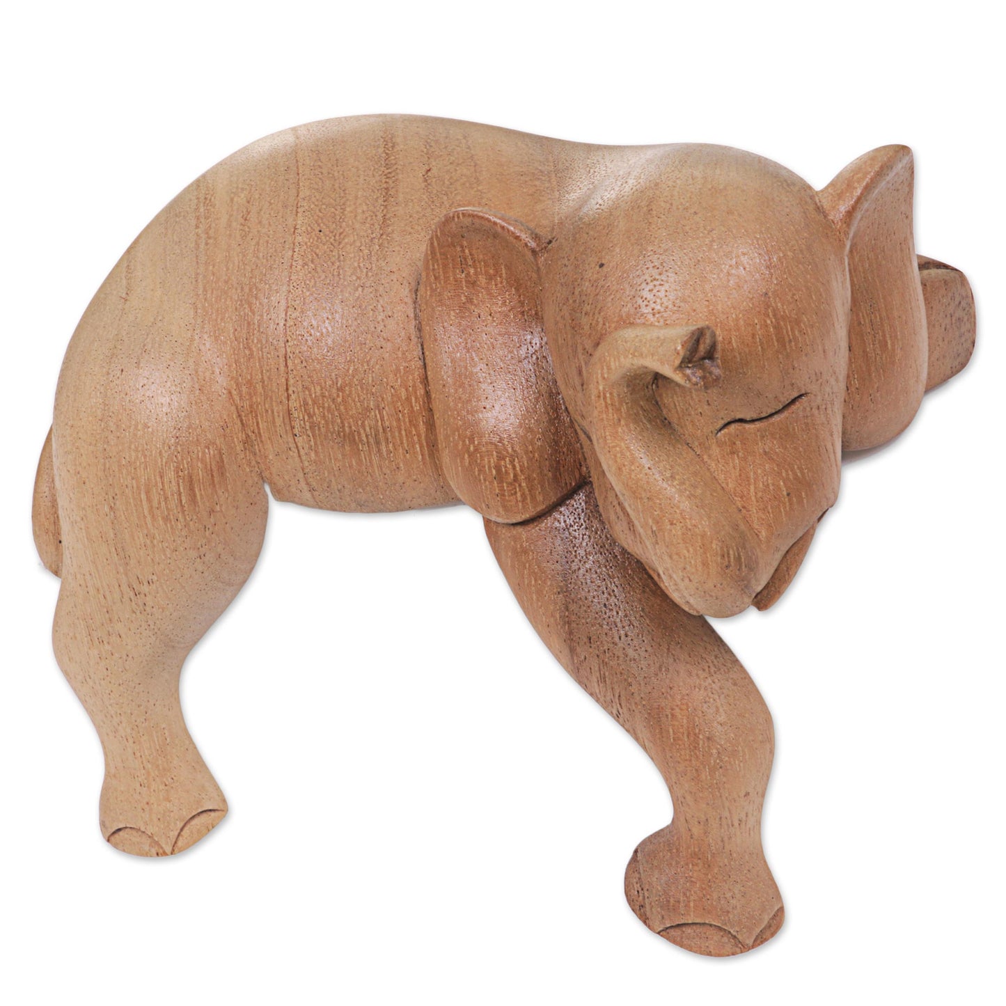 Napping Elephant Hand Carved Elephant Sculpture Natural Finish from Indonesia