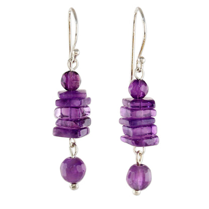 Purple Monoliths Amethyst and Sterling Silver Dangle Earrings from Thailand