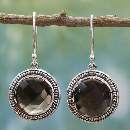 Smoky Brilliance Handmade Smoky Quartz Sterling Silver Dangle Earrings