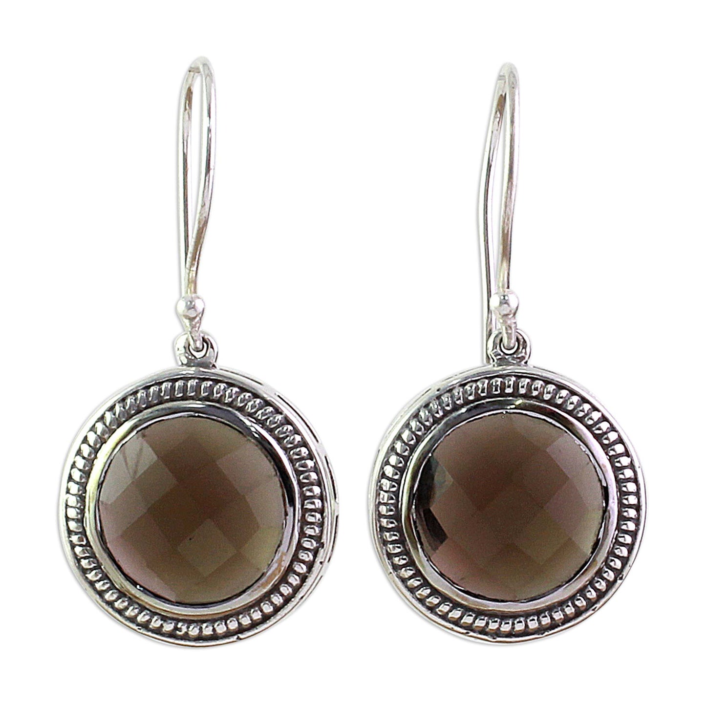 Smoky Brilliance Handmade Smoky Quartz Sterling Silver Dangle Earrings