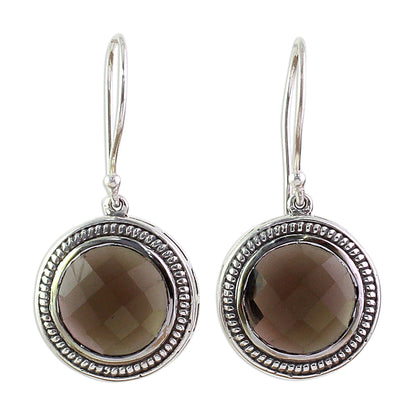 Smoky Brilliance Handmade Smoky Quartz Sterling Silver Dangle Earrings