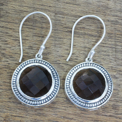 Smoky Brilliance Handmade Smoky Quartz Sterling Silver Dangle Earrings