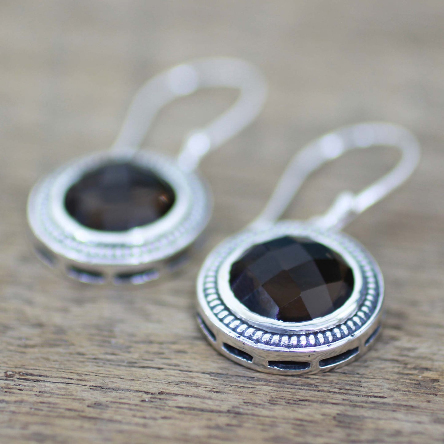 Smoky Brilliance Handmade Smoky Quartz Sterling Silver Dangle Earrings