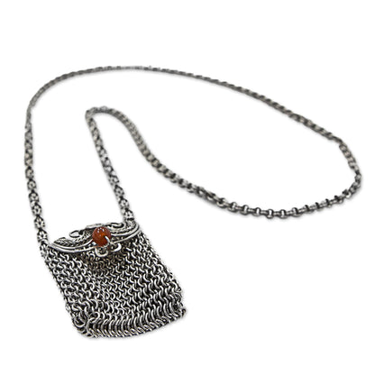 Agate Pouch Stainless Steel Agate Statement Necklace from Brazil