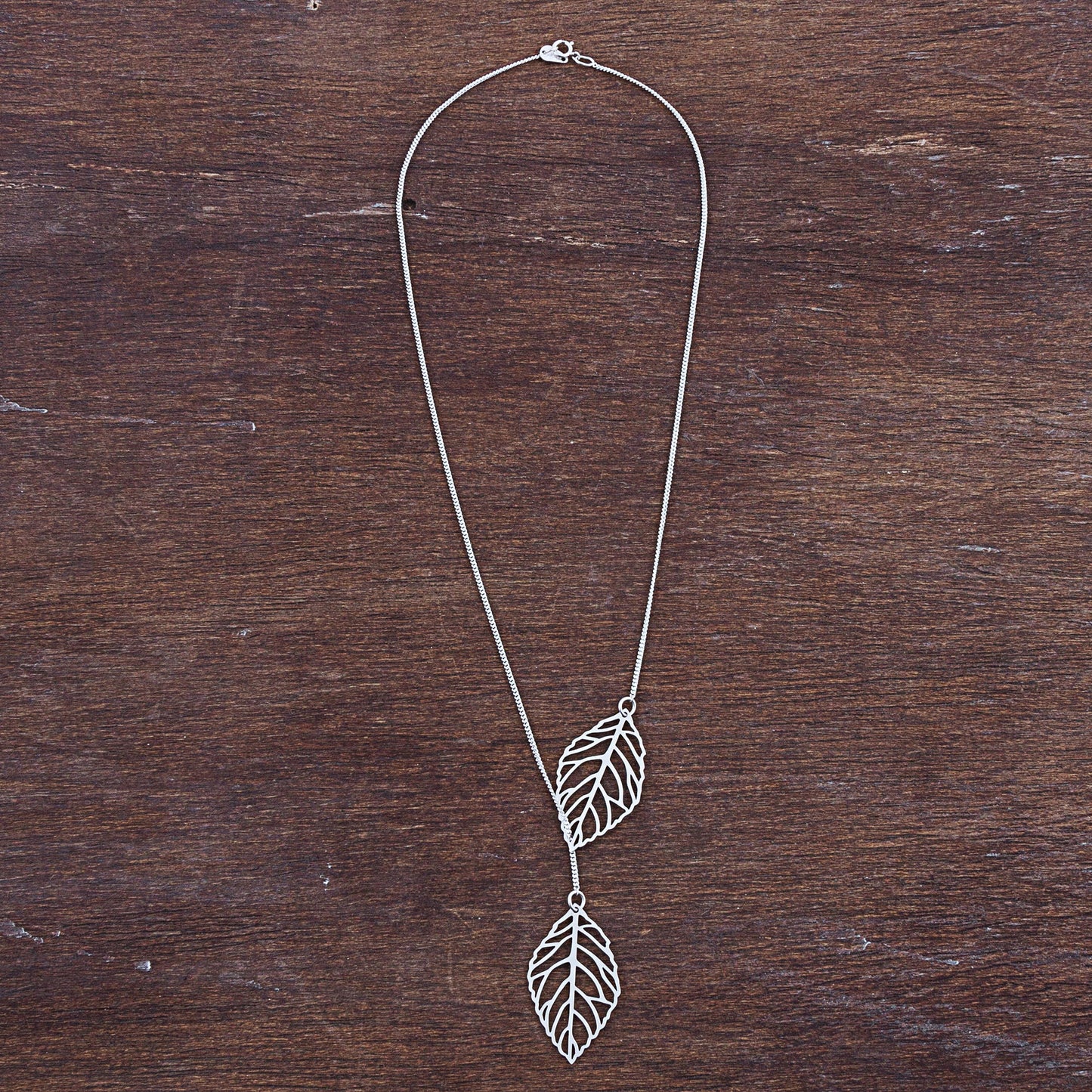 Shining Leaves Sterling Silver Pendant Necklace Leaves from Peru