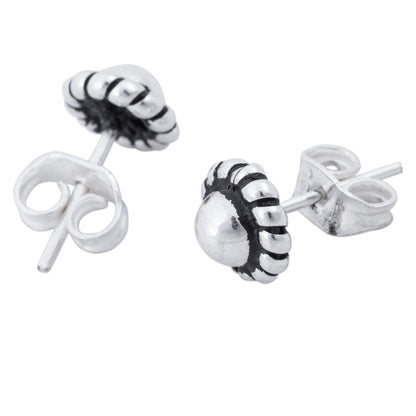 Abstract Floral Artisan Crafted Sterling Silver Stud Earrings from Peru