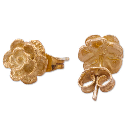 Precious Gardenia Gold Plated Silver Stud Earrings Floral Shapes from Peru