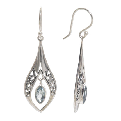 Blue Teardrops Sterling Silver Earrings