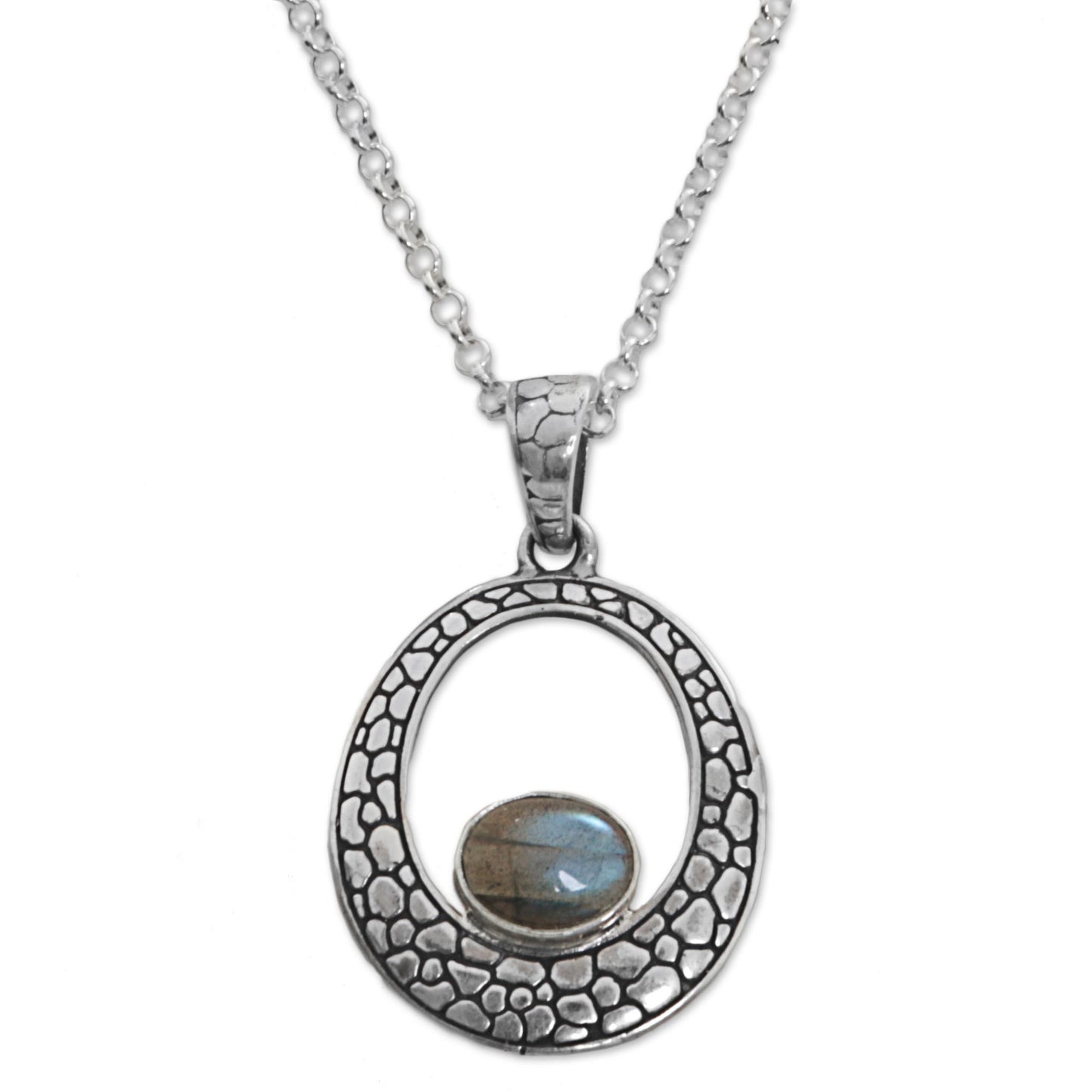 Stone of Love Sterling Silver Labradorite Pendant Necklace from Indonesia