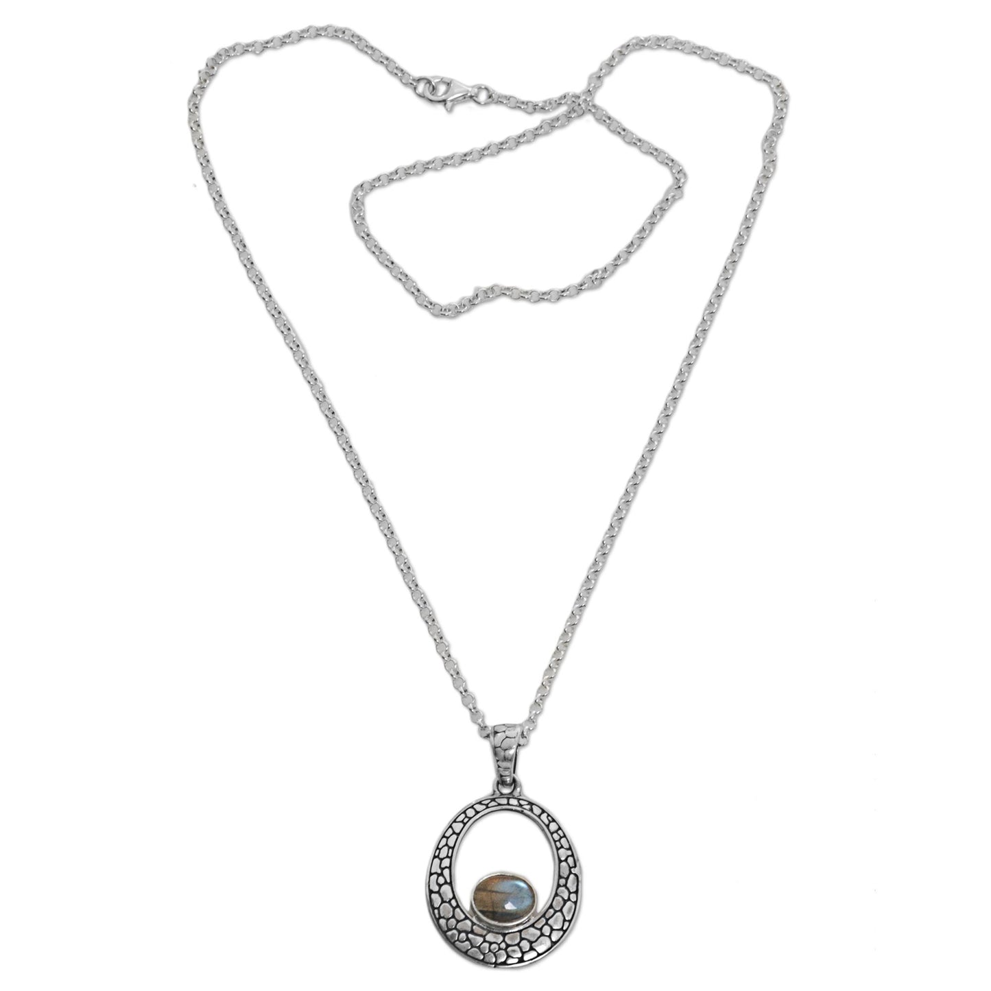 Stone of Love Sterling Silver Labradorite Pendant Necklace from Indonesia